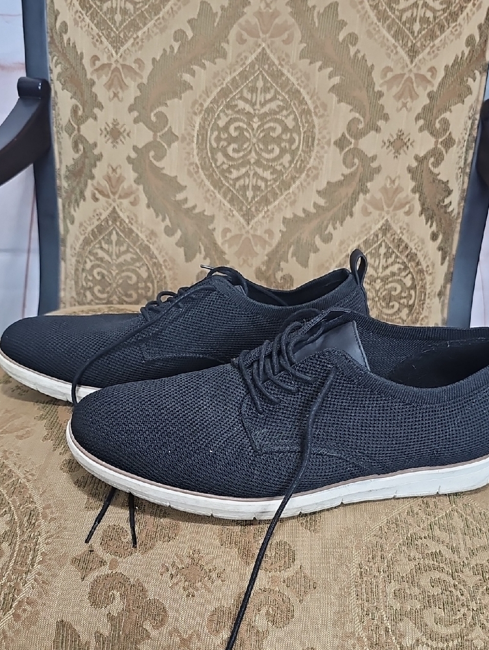 Goodfellow & Co Black Knit Lace-Up Sneakers with White Sole